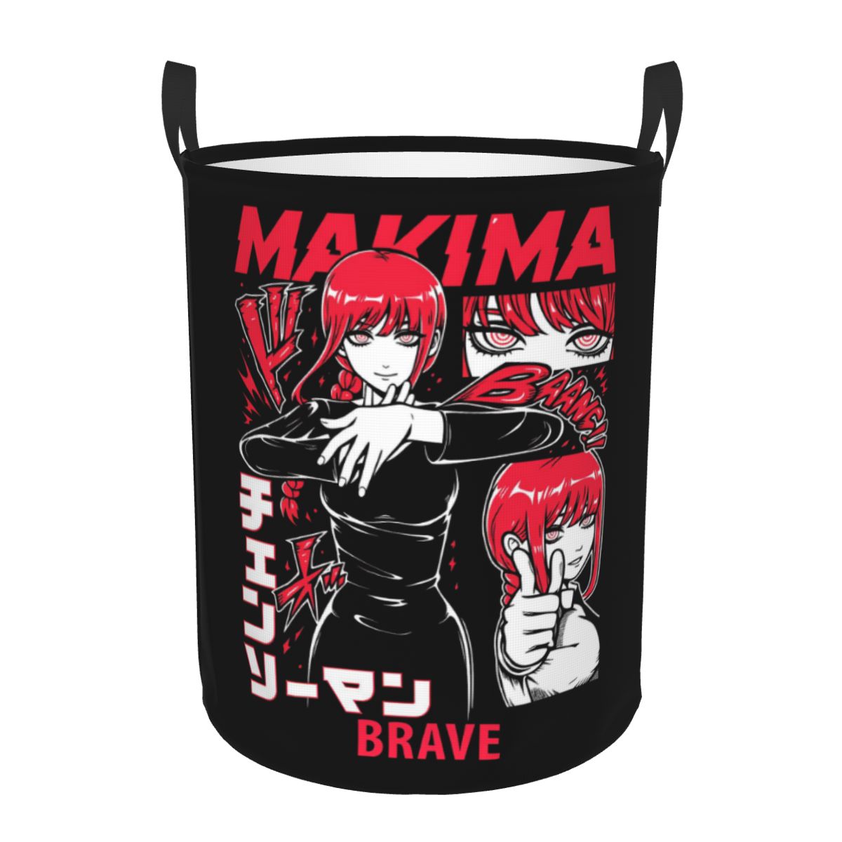 Men Accessories Hamper - ตะกร้าใส่ผ้าลายการ์ตูน Chainsaw Man Makima ขนาดใหญ่ ตะกร้าเก็บเสื้อผ้า