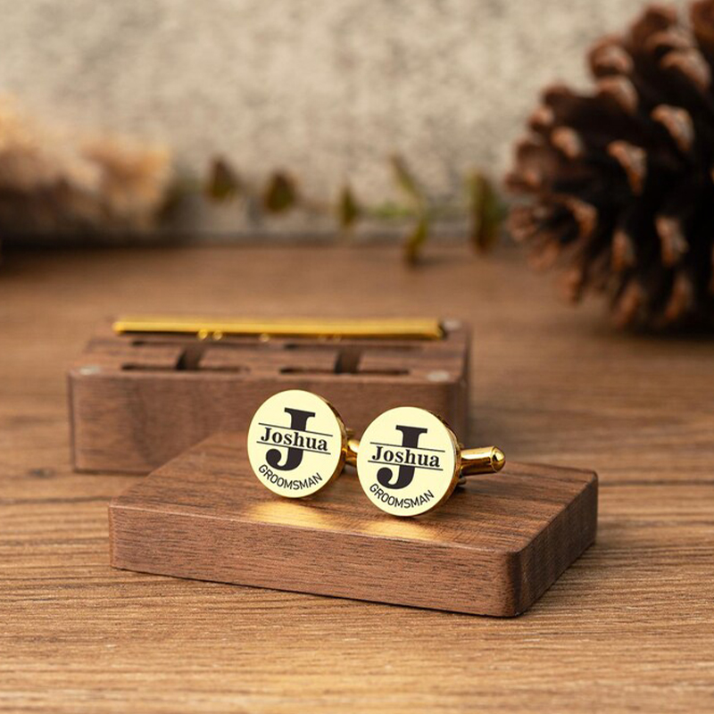 Tie Clip Set - ส่วนบุคคลเจ้าบ่าว Cufflinks Tie คลิปชุดแกะสลัก Cufflinks ที่กําหนดเองสแตนเลส
