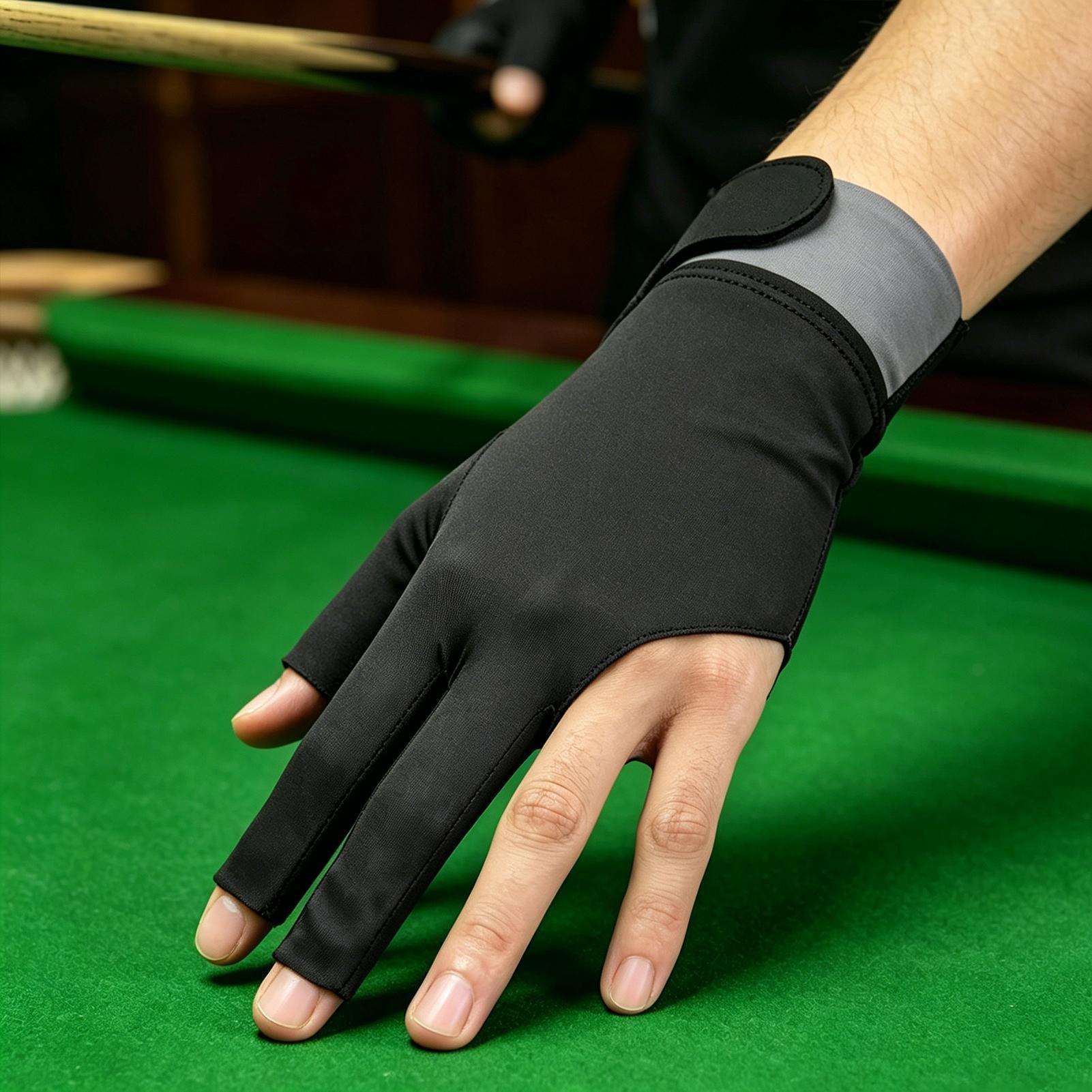 Men Accessories For Hand - ถุงมือพูลสำหรับมือซ้าย ระบายอากาศได้ดี 3 นิ้ว อุปกรณ์บิลเลียด ถุงมือพูลน้ำหนักเบา