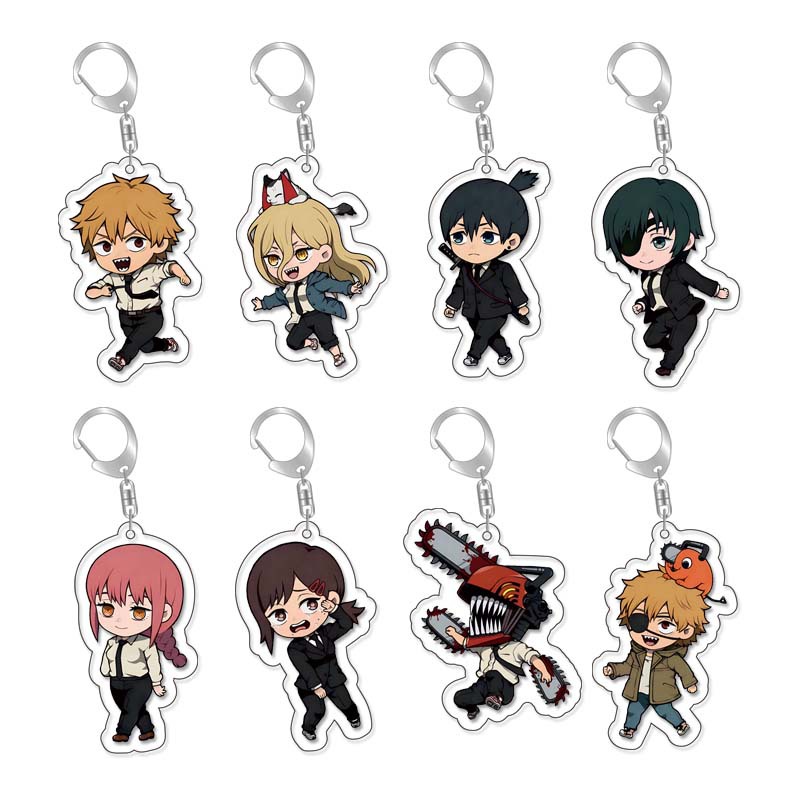 Men Accessories Bag - พวงกุญแจและจี้กระเป๋าลายการ์ตูน Chainsaw Man รุ่น Q ของสะสมจากอนิเมะ