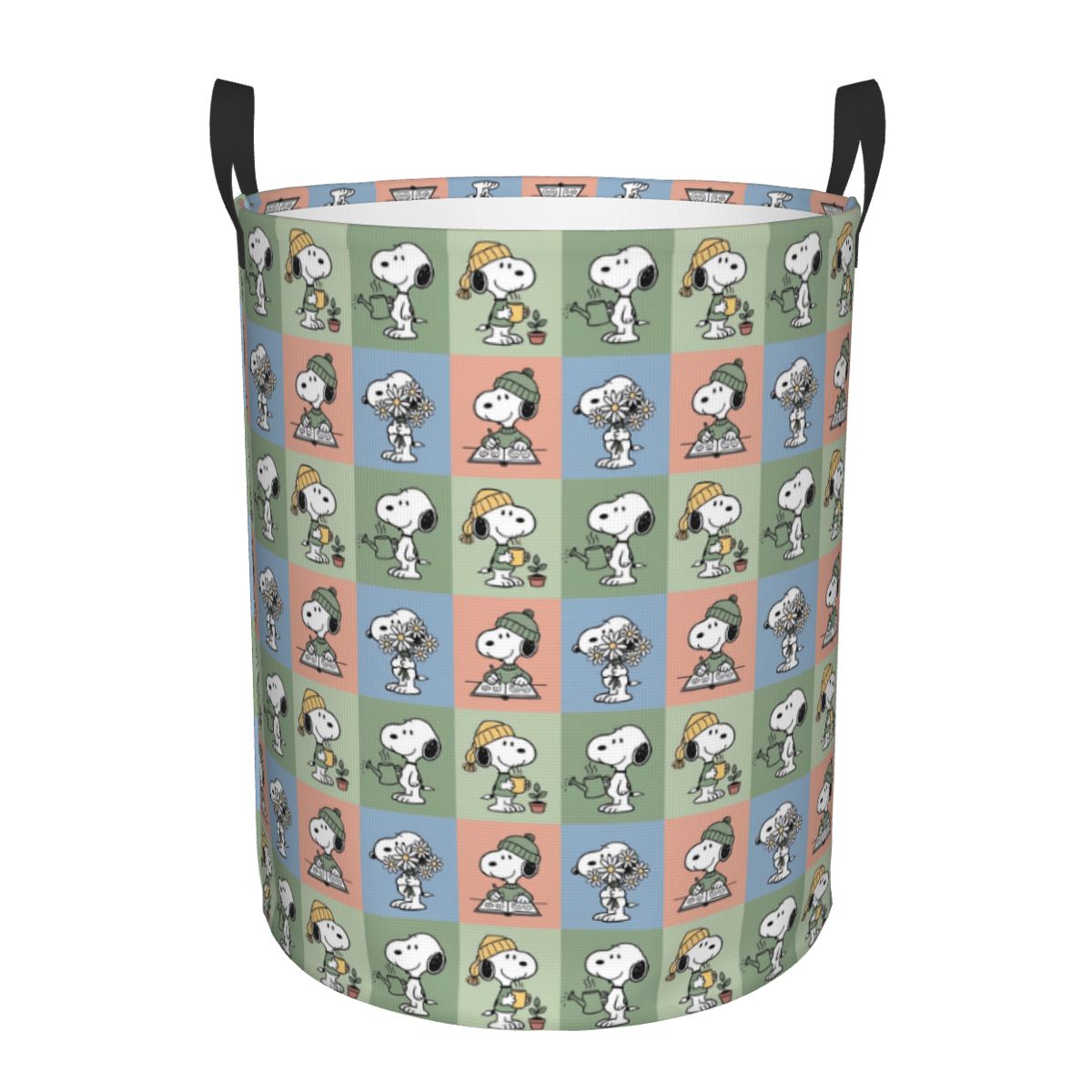 Men Accessories Hamper - S-Snoopy ตะกร้าใส่ผ้าลายตารางหมากรุก ตะกร้าเก็บของขนาดใหญ่ อะนิเมะ รูปสุนัข สำหรับผู้ชาย