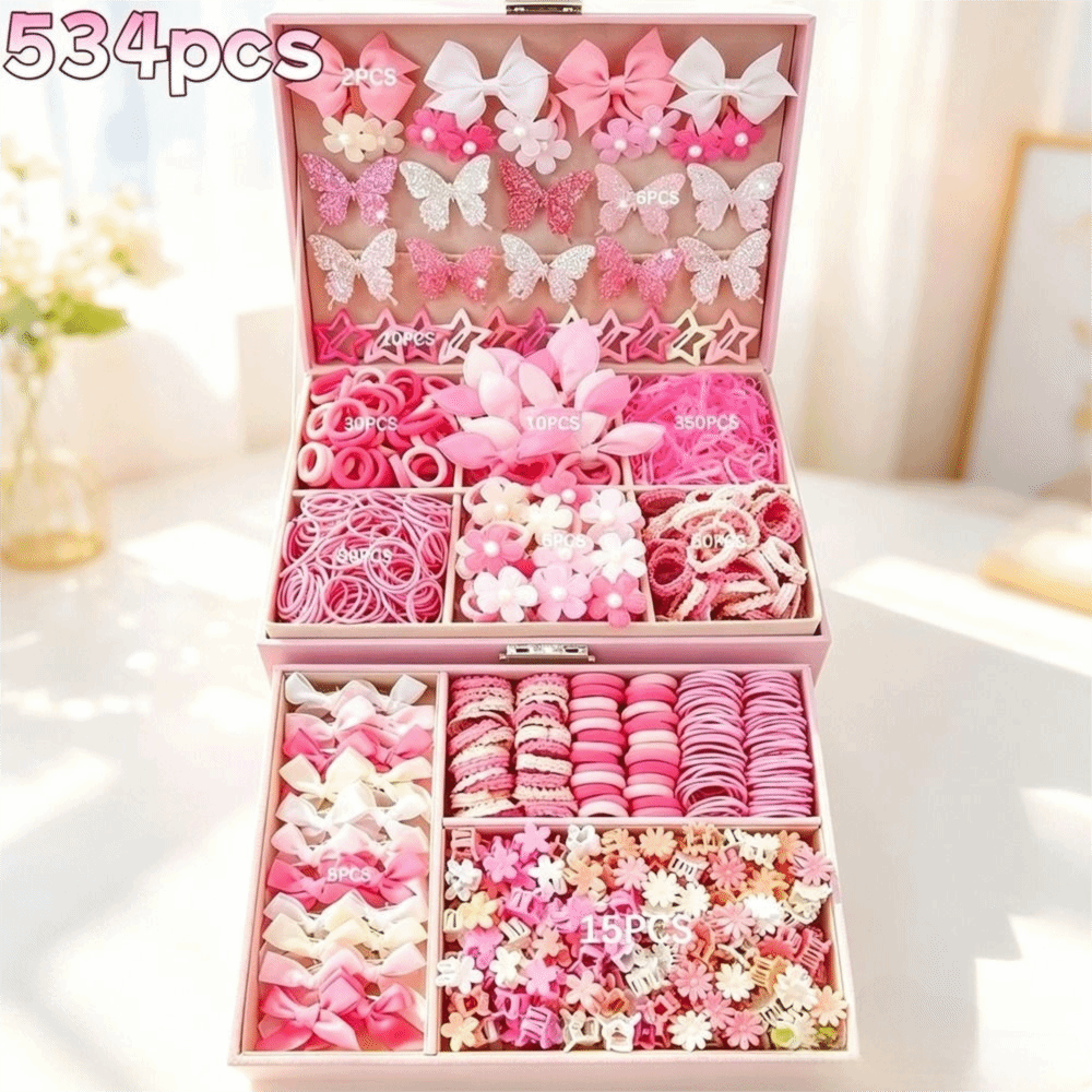 Tie Clip Set - ชุดอุปกรณ์เสริมผมเด็กผู้หญิงแบบยืดหยุ่นใหม่ ชุดที่คาดผมน้ำหนักเบา ชุดกิ๊บติดผม ชุดยางรัดผม สำหรับงานปาร์ตี้และแต่งตัว