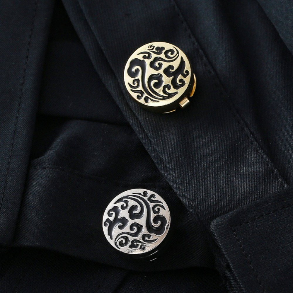 Men Accessories Amazon - กระดุมข้อมือโลหะดีไซน์สไตล์ยุโรปแบบอเมซอน 1 ชิ้น กระดุมเสื้อแบบฝรั่งเศส ทำจากโลหะผสม รูปทรงกลมเรียบง่าย