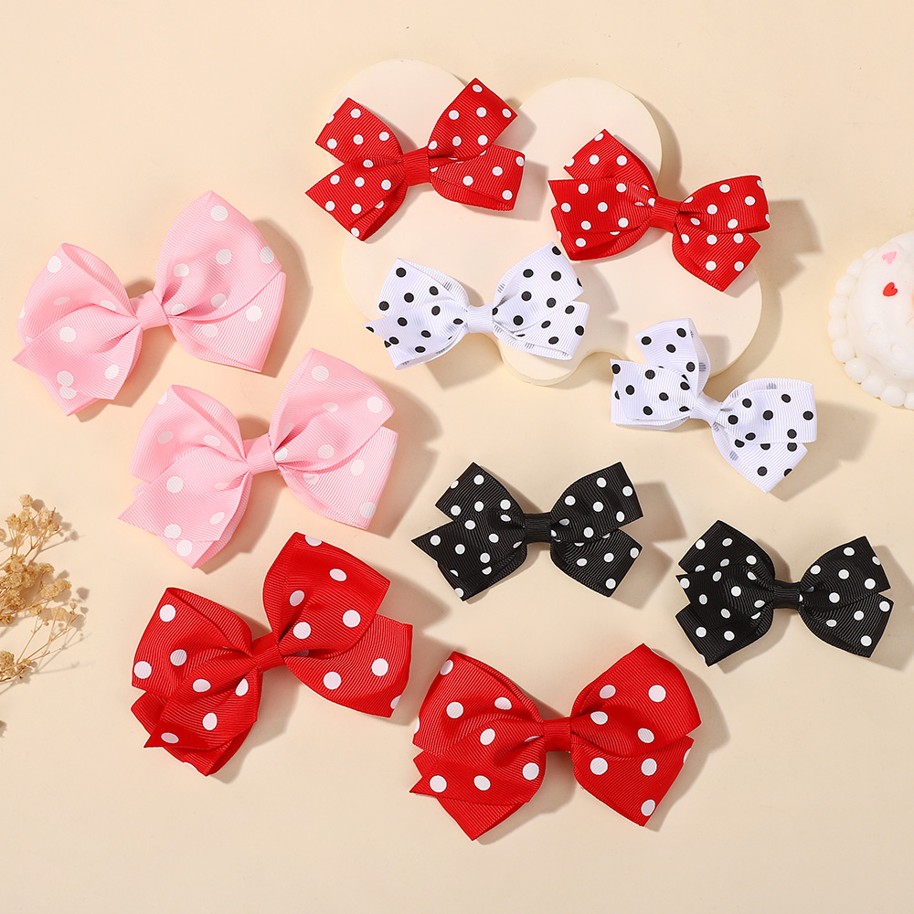 Tie Clip Set - กิ๊บติดผมเด็กผู้หญิงลายจุดสีสุ่ม 20 ชิ้น ชุดกิ๊บติดผมเด็กพร้อมยางรัดผมริบบิ้นโกรเกรน อุปกรณ์เสริมผม