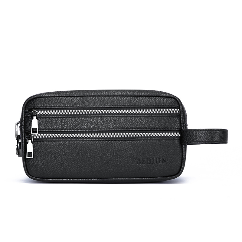 Men Accessories Box - กระเป๋าคลัทช์ผู้ชายสไตล์วินเทจ พร้อมช่องซิปหลายชั้น กระเป๋าข้อมือสำหรับเดินทาง ธุรกิจ และอุปกรณ์เสริมในชีวิตประจำวัน
