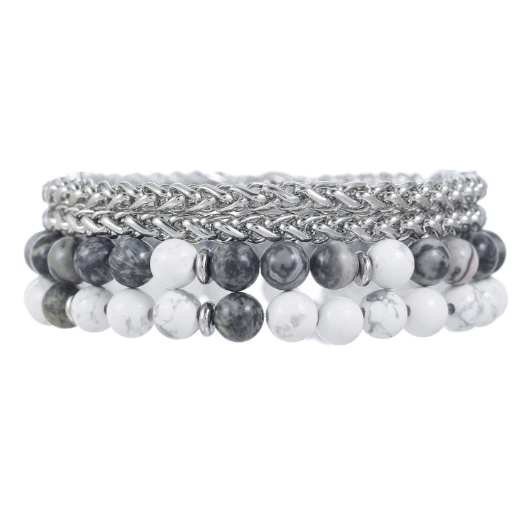 Men Accessories Amazon - Amazon ที่ขายดีที่สุดเครื่องประดับมือผู้ชายยืดสร้อยข้อมือหินธรรมชาติชุดสร้อยข้อมือห่อโซ่หลายเส้น