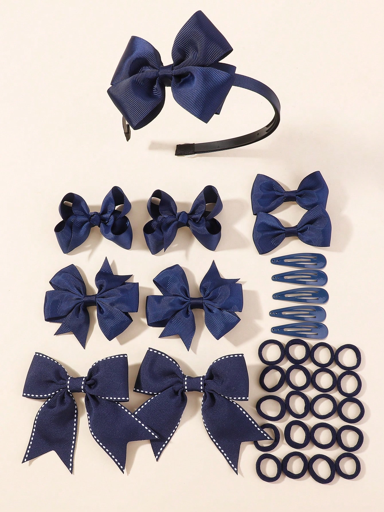 Tie Clip Set - 34 ชิ้น/ชุด ที่คาดผมแฟชั่นใหม่แบบหลายชั้น โบว์ริบบิ้น ที่คาดผม กิ๊บติดผม