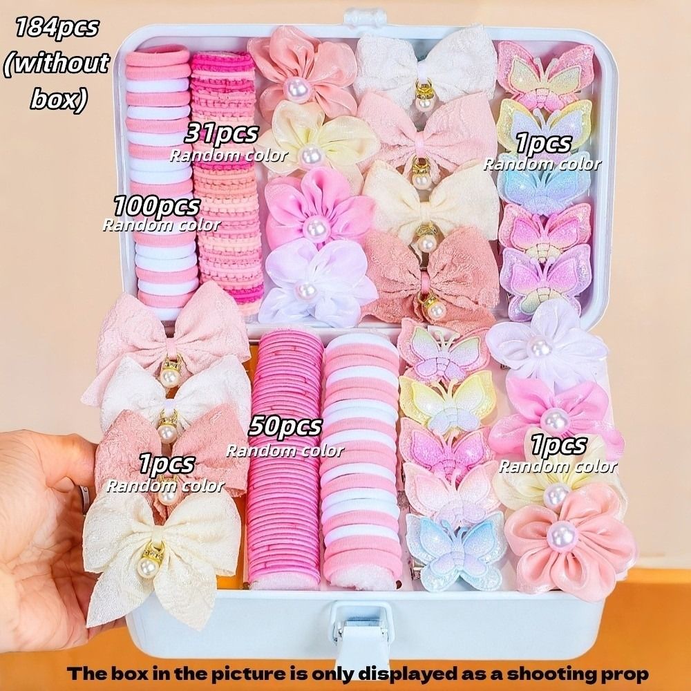 Tie Clip Set - ชุดเครื่องประดับผมเด็กผู้หญิงสีสันสดใส โบว์รูปดอกไม้ กิ๊บติดผม ยางรัดผม สำหรับจัดแต่งทรงผมเด็กผู้หญิง