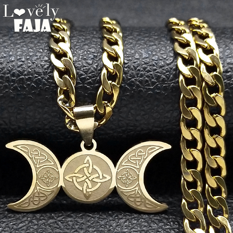 Men Accessories Aesthetic - Wicca Triple Moon Crescent เทพธิดาแม่มด Celtic
