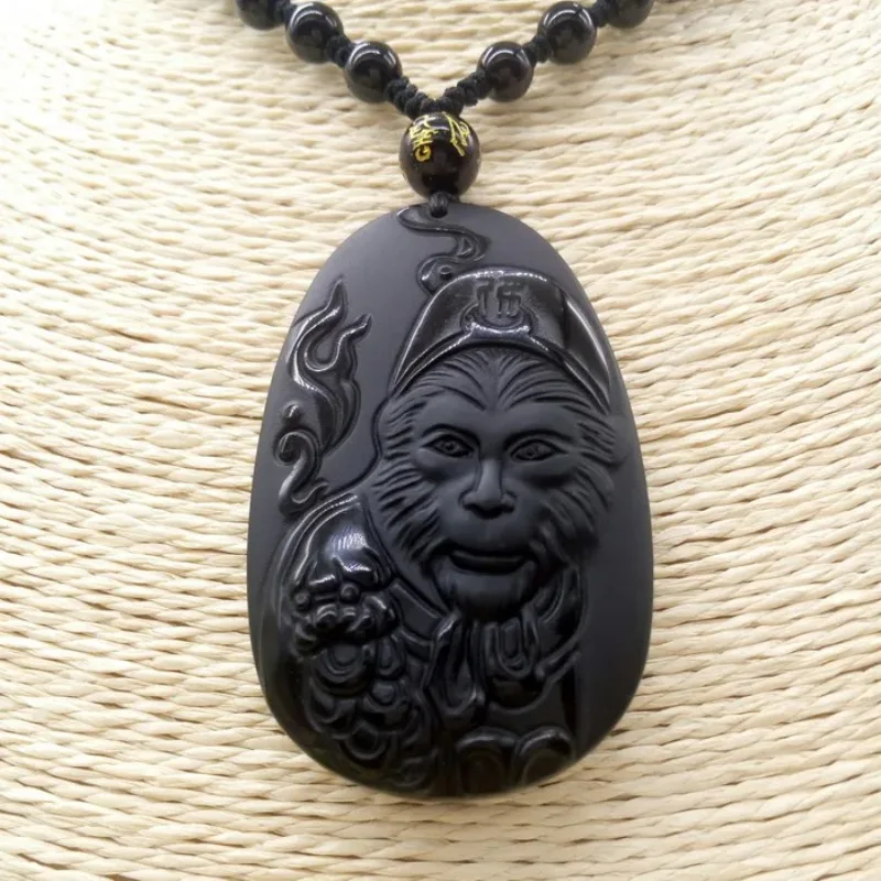 Men Accessories For Hand - ธรรมชาติ Obsidian Sun WuKong จี้สร้อยคอลิง Man