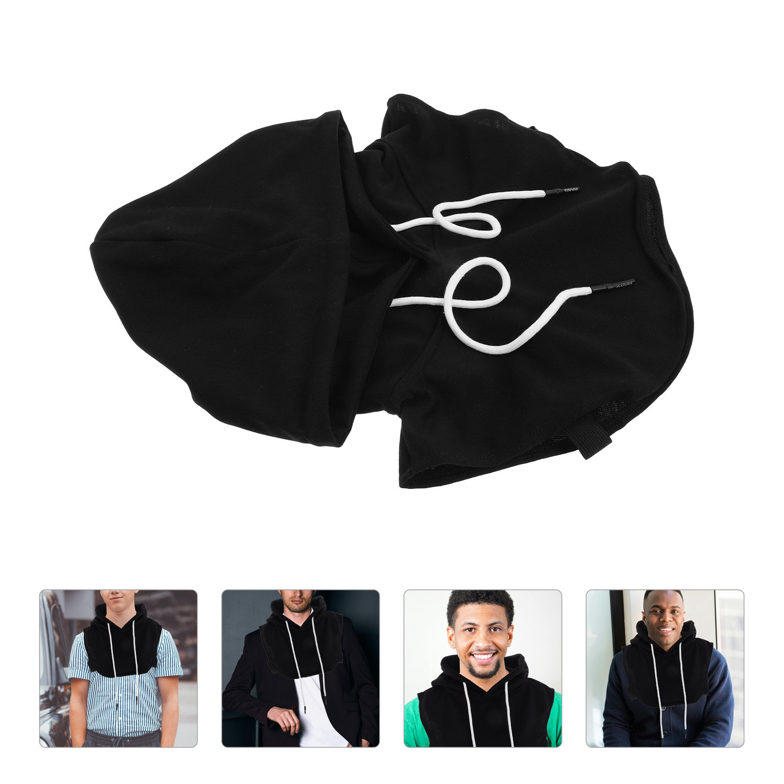 Mens Accessories Style - ปลอกคอเสื้อแบบมีฮู้ดสำหรับผู้หญิงและผู้ชาย ปลอกคอปลอมแบบถอดได้ สไตล์สวมหัว เหมาะสำหรับหลายโอกาส ใส่สบายๆ ในฤดูหนาว