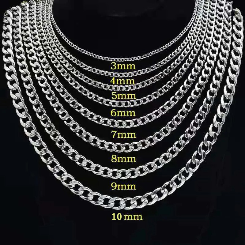 Men Accessories Necklace - สร้อยคอเงินแท้ 925 ชุบแบบ Cuban Chain สำหรับผู้ชาย