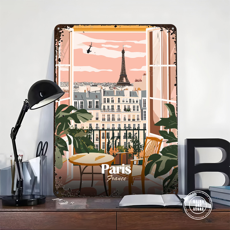 โปสเตอร์โลหะลายวิวระเบียงปารีส - Men'S Accessories Paris บทวิจารณ์และราคา