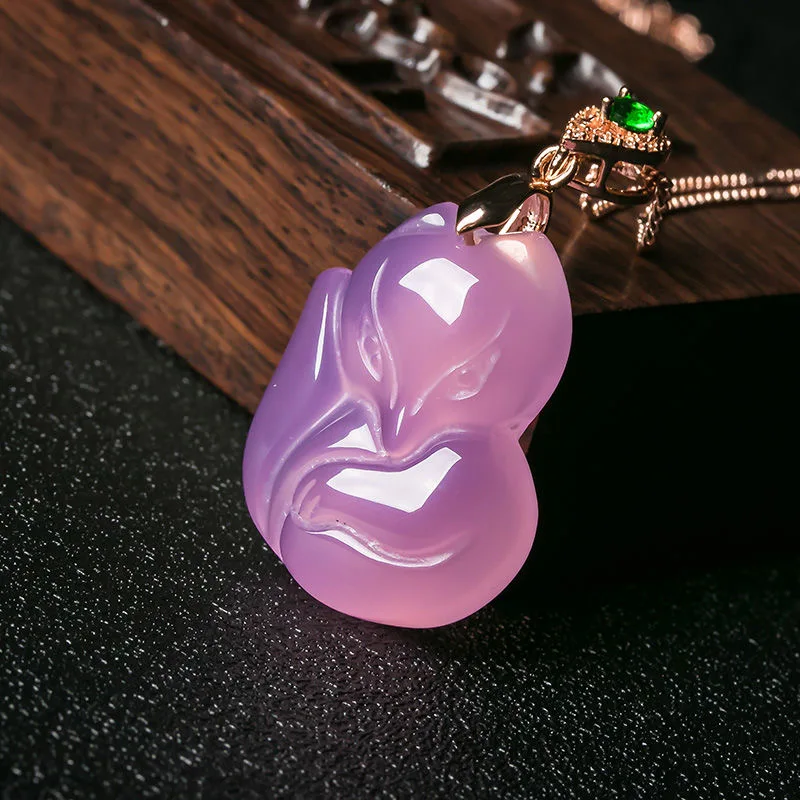 ธรรมชาติอาเกตสีม่วงFoxจี้สร้อย - Men Accessories For Hand บทวิจารณ์และราคา