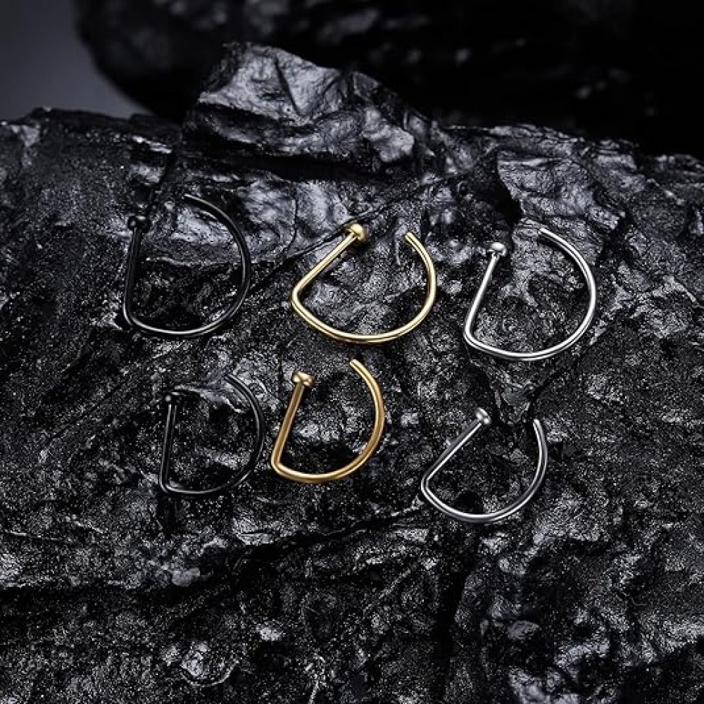 ชุดแหวนจมูกปลอมรูปตัว D แบบไม่ - Men'S Accessories Rings บทวิจารณ์และราคา