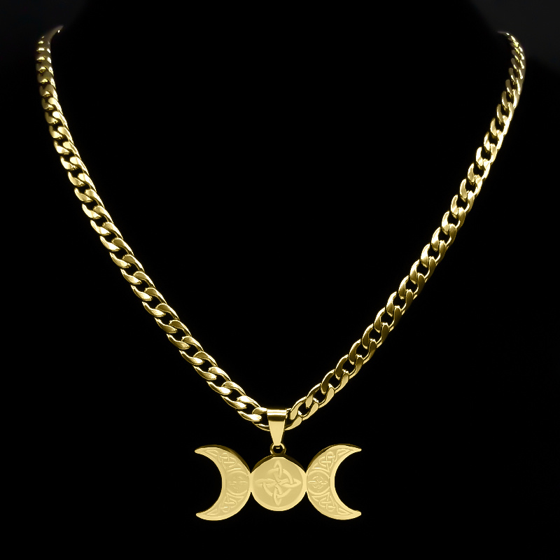 Wicca Triple Moon Crescent เทพ - Men Accessories Aesthetic บทวิจารณ์และราคา