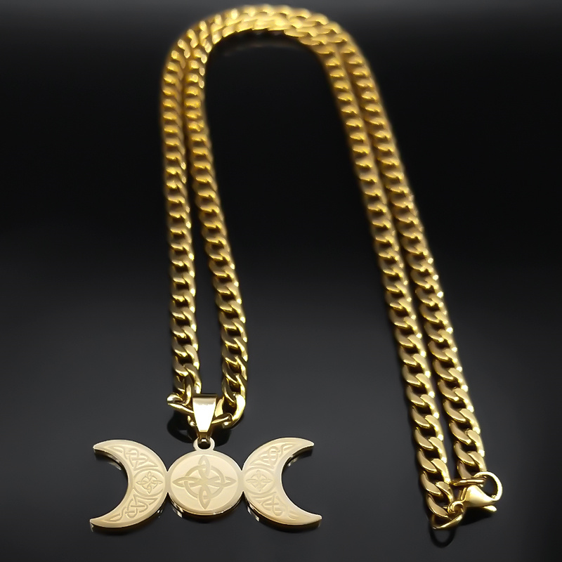 Wicca Triple Moon Crescent เทพ - Men Accessories Aesthetic บทวิจารณ์และราคา