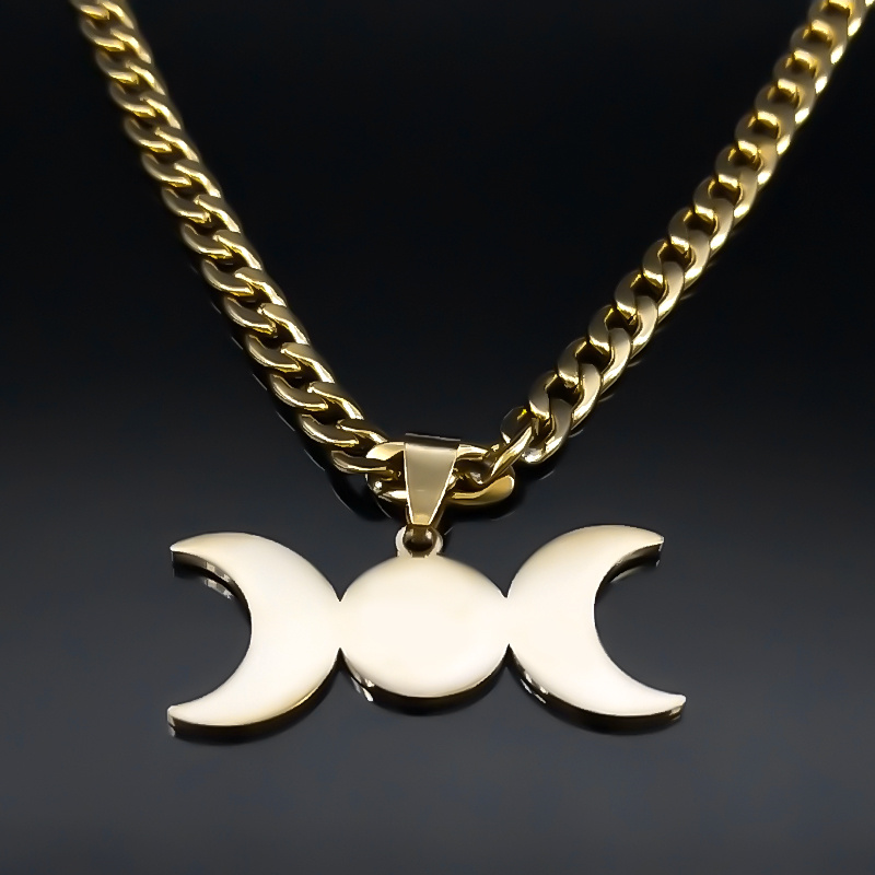 Wicca Triple Moon Crescent เทพ - Men Accessories Aesthetic บทวิจารณ์และราคา