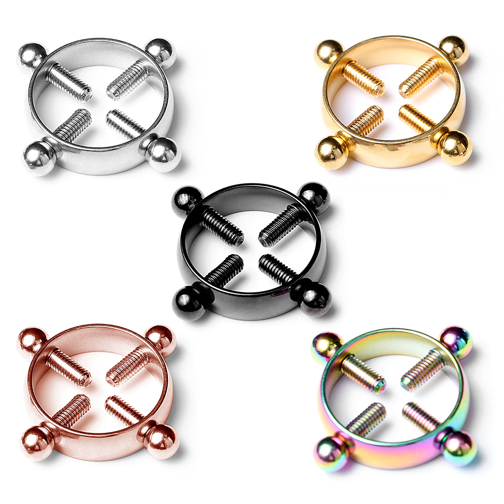 1 คู่สแตนเลสสตีลจุกนม Clamps-ไ - Men'S Accessories Rings บทวิจารณ์และราคา
